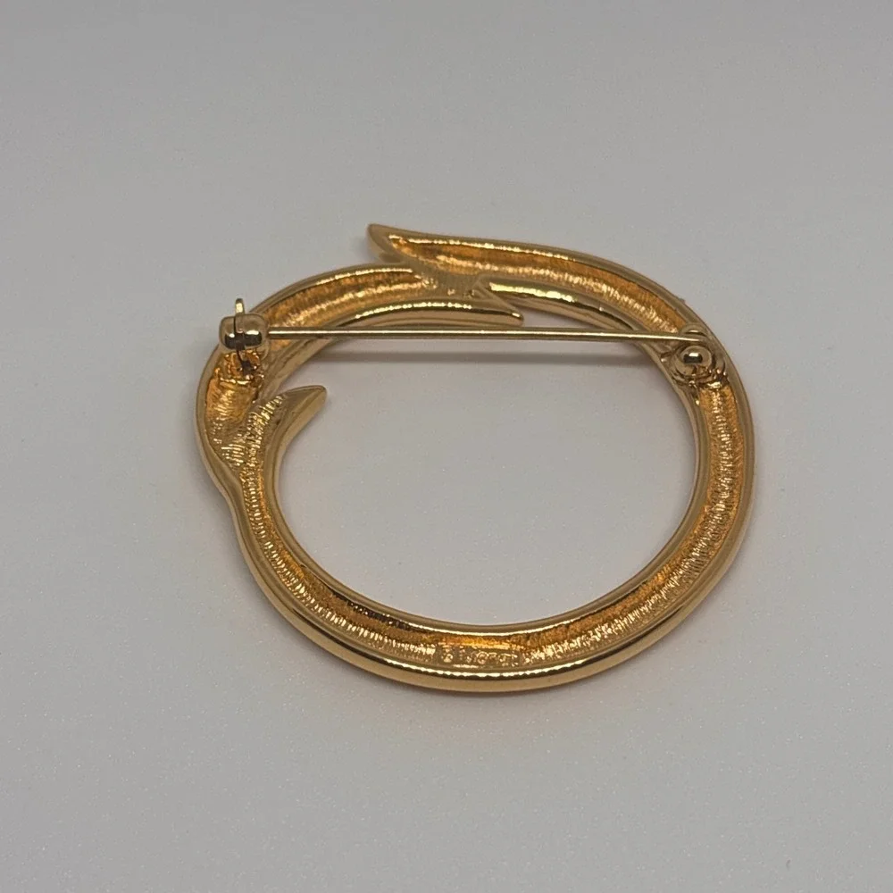 Vintage Brooch Gold Tone Abstract Circle Modern‎ Minimalist Statement Jewelry